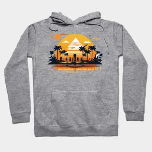 Ancient Egypt Pharaohs, Pyramids, Tropical Paradise: Sunset Silhouette on Sandy Shores Hoodie